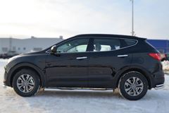 Пороги труба D76 с накладкой (вариант 2) для Hyundai Santa Fe 2012-2015