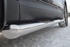 Пороги труба D76 с накладкой (вариант 1) для Hyundai Santa Fe 2012-2015