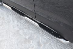 Пороги труба D76 с накладкой (вариант 1) для Hyundai Santa Fe 2012-2015