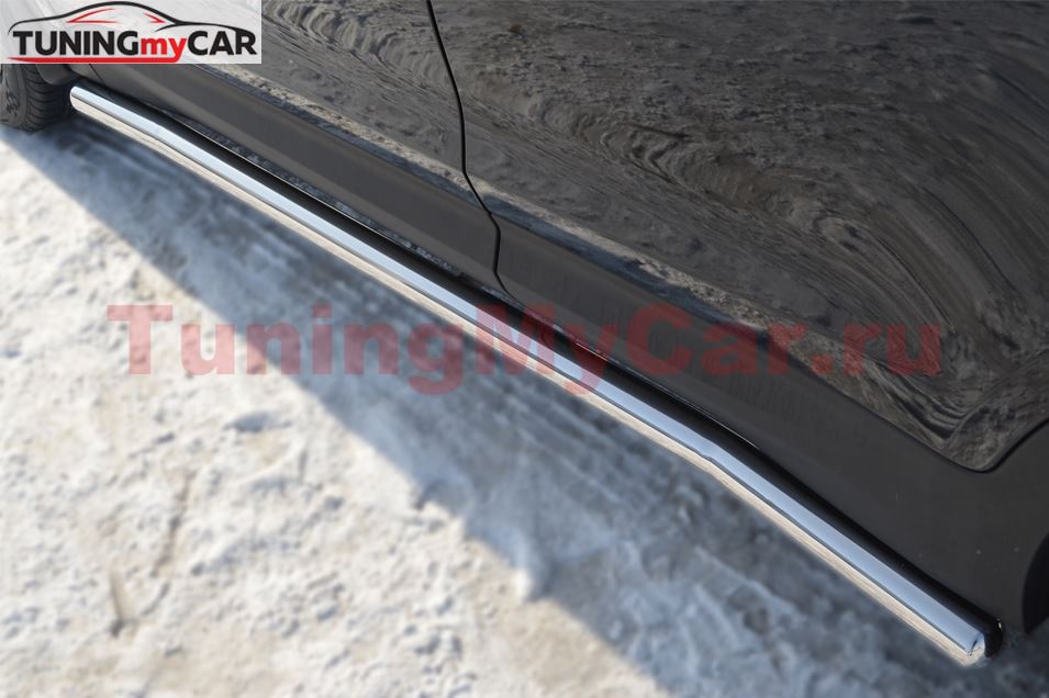 Пороги труба D63 (вариант 3) для Hyundai Santa Fe 2012-2015