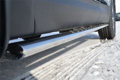 Пороги труба 75х42 овал с проступью для Hyundai Santa Fe 2012-2015