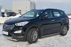 Пороги труба 75х42 овал с проступью для Hyundai Santa Fe 2012-2015