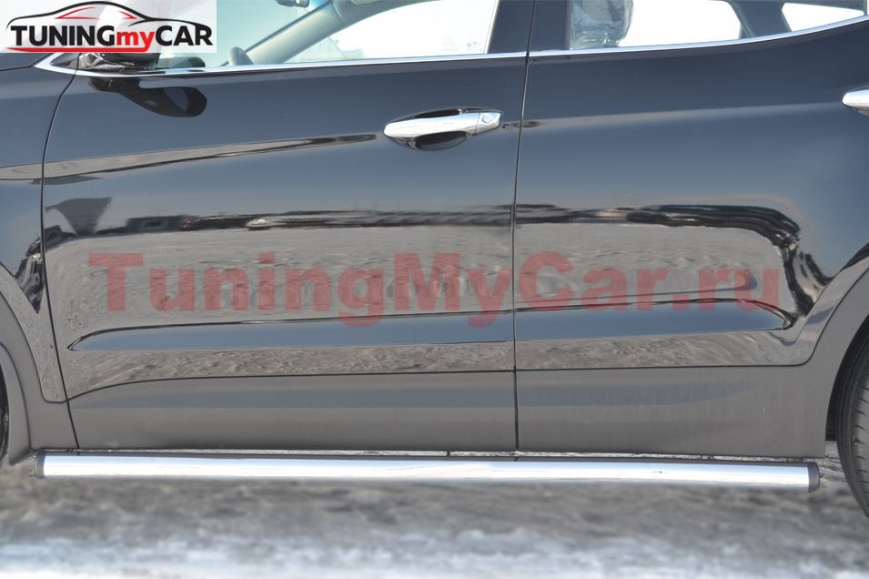 Пороги труба D63 (вариант 2) для Hyundai Santa Fe 2012-2015