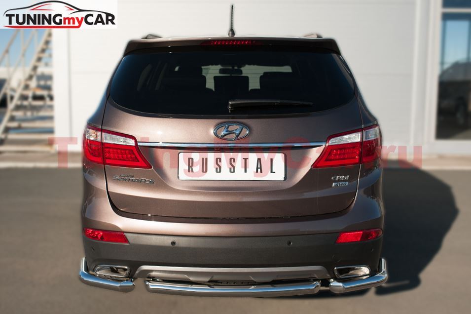 Защита заднего бампера D63 (дуга) для Hyundai Santa Fe Grand 2014-