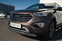 Защита переднего бампера D74х42 (дуга) D75х42 (дуга) для Hyundai Santa Fe Grand 2014-