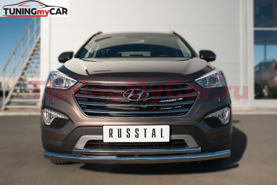 Защита переднего бампера D63 (секции) D42 (дуга) для Hyundai Santa Fe Grand 2014-