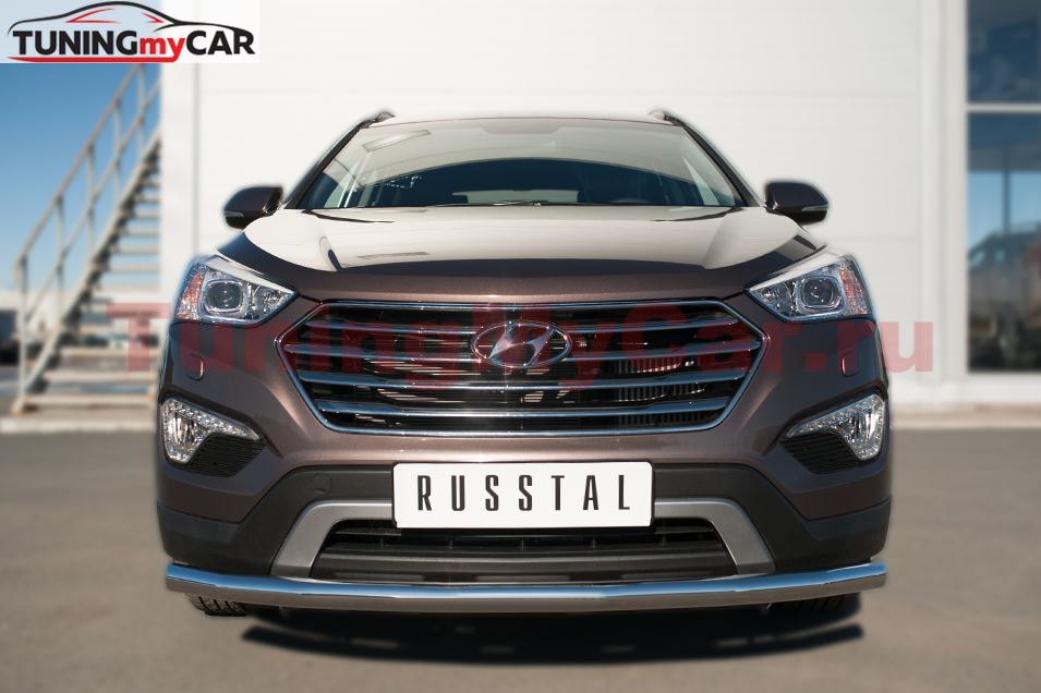 Защита переднего бампера D63 (секции) для Hyundai Santa Fe Grand 2014-
