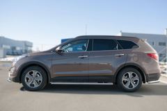 Пороги труба D63 (вариант 3) для Hyundai Santa Fe Grand 2014-