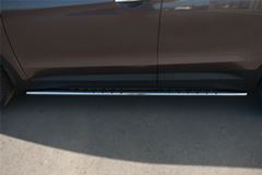 Пороги труба 75х42 овал с проступью для Hyundai Santa Fe Grand 2014-
