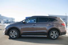 Пороги труба D42 с листом для Hyundai Santa Fe Grand 2014-