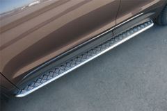 Пороги труба D42 с листом для Hyundai Santa Fe Grand 2014-