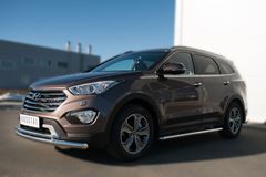 Пороги труба D42 с листом для Hyundai Santa Fe Grand 2014-