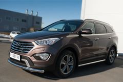 Пороги труба D63 (вариант 2) для Hyundai Santa Fe Grand 2014-