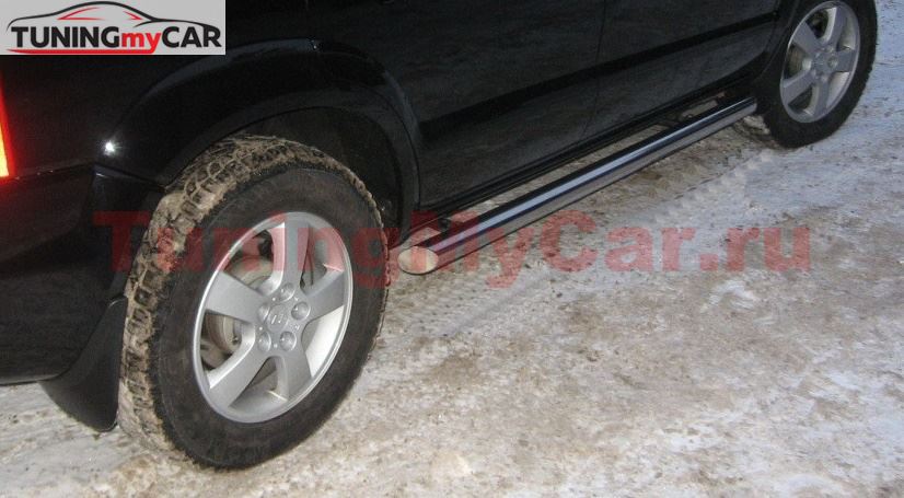 Пороги труба D76 (вариант1) для Hyundai Tucson 2004-2009