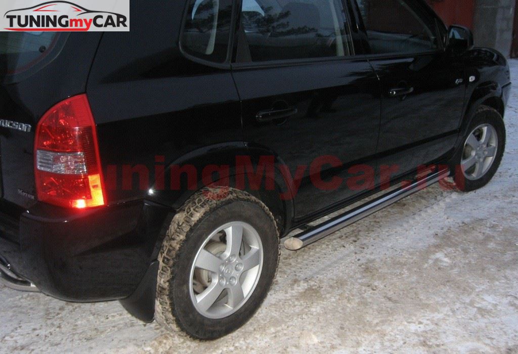 Пороги труба D63 (вариант 1) для Hyundai Tucson 2004-2009