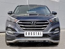 Защита переднего бампера D63 волна с надписью для Hyundai Tucson 2015