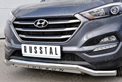 Защита переднего бампера D63 волна с надписью для Hyundai Tucson 2015