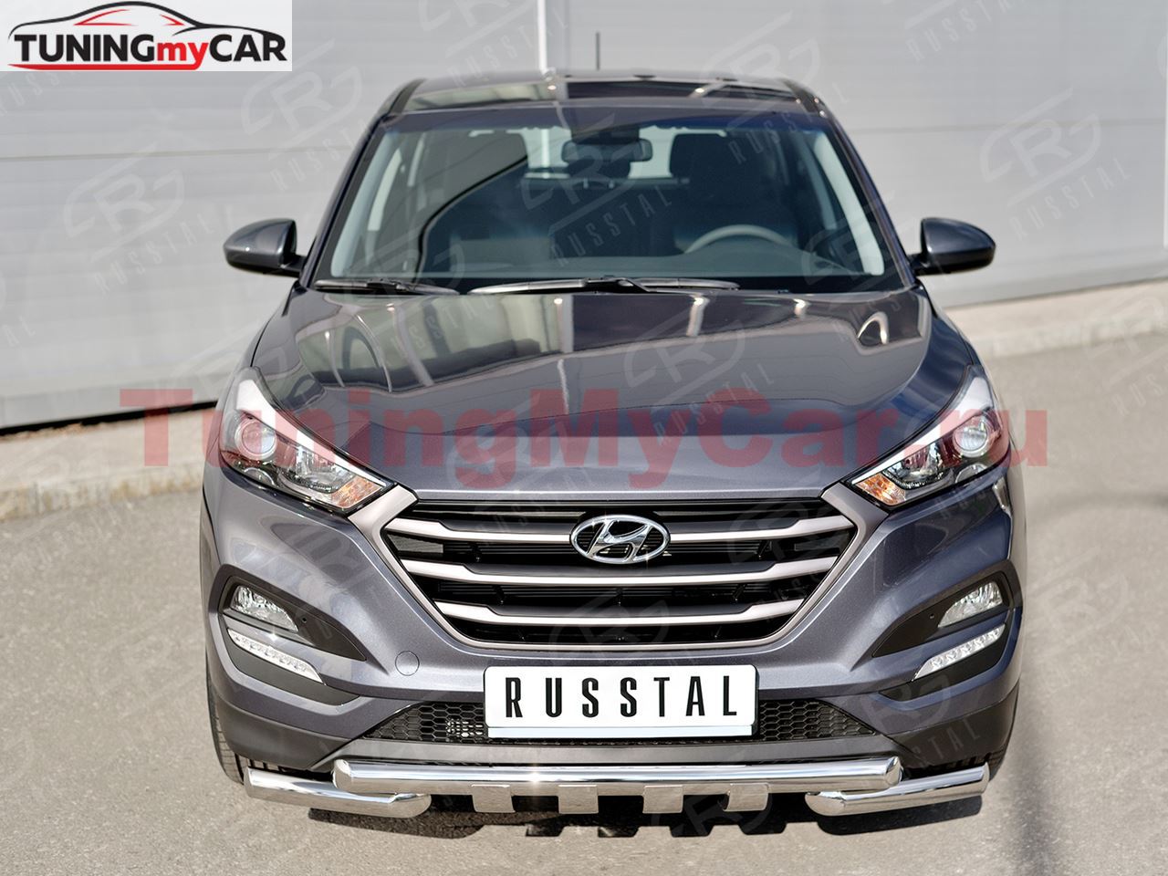 Защита переднего бампера D63 дуга-D63 дуга+клыки для Hyundai Tucson 2015