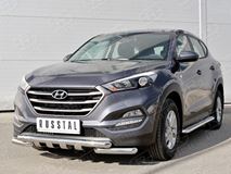 Защита переднего бампера D63 дуга-D63 дуга+клыки для Hyundai Tucson 2015