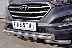 Защита переднего бампера D63 дуга-D63 дуга+клыки для Hyundai Tucson 2015