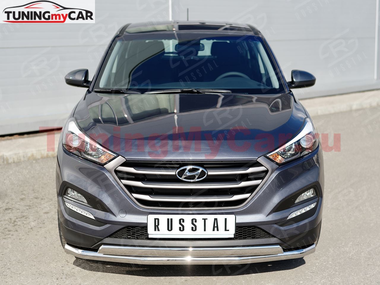 Защита переднего бампера D63 секция-75х42 дуга для Hyundai Tucson 2015