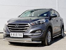 Защита переднего бампера D63 секция-75х42 дуга для Hyundai Tucson 2015
