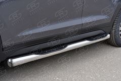 Пороги труба D76 с накладкой (вариант 3) для Hyundai Tucson 2015