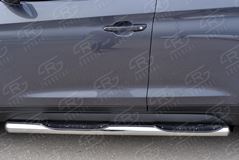 Пороги труба D76 с накладкой (вариант 3) для Hyundai Tucson 2015