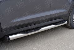 Пороги труба D76 с накладкой (вариант 2) для Hyundai Tucson 2015