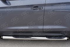 Пороги труба D76 с накладкой (вариант 2) для Hyundai Tucson 2015