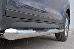 Пороги труба D76 с накладкой (вариант 1) для Hyundai Tucson 2015