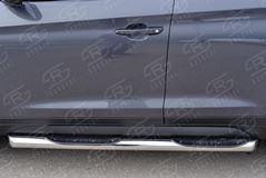 Пороги труба D76 с накладкой (вариант 1) для Hyundai Tucson 2015