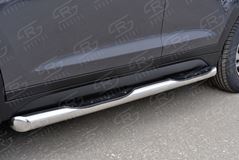 Пороги труба D76 с накладкой (вариант 1) для Hyundai Tucson 2015