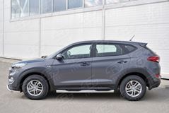 Пороги труба D76 с накладкой (вариант 1) для Hyundai Tucson 2015