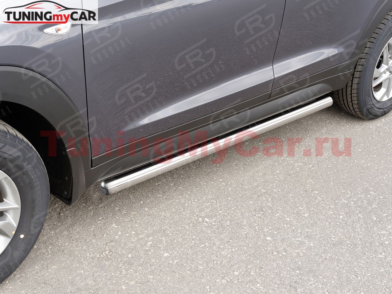 Пороги труба D63 (вариант 3) для Hyundai Tucson 2015