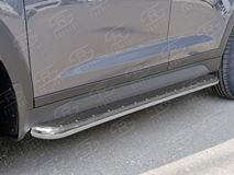 Пороги труба D42 С листом (Лист нерж, проф. нерж)(Вариант3) для Hyundai Tucson 2015