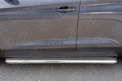 Пороги труба D42 С листом (Лист нерж, проф. нерж)(Вариант3) для Hyundai Tucson 2015