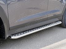Пороги труба D42 С листом (Лист алюм, проф.сталь)(Вариант2) для Hyundai Tucson 2015