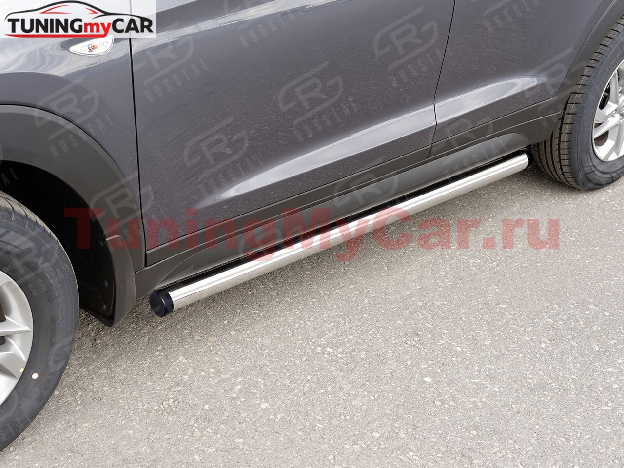 Пороги труба D63 (вариант 2) для Hyundai Tucson 2015