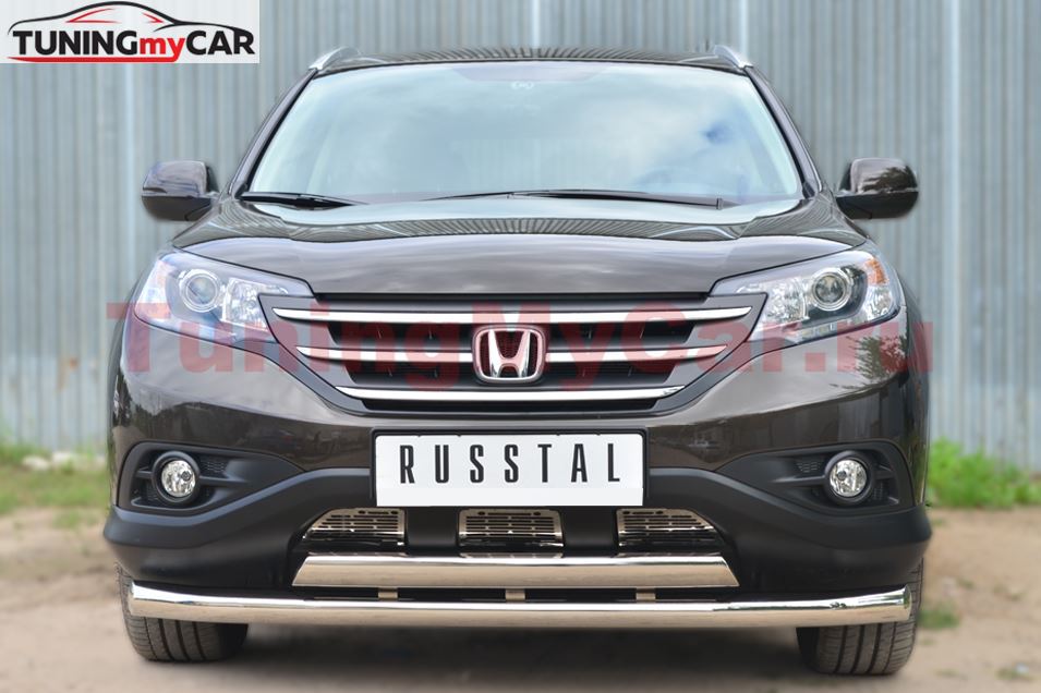 Защита переднего бампера D76 (секции) D75х42 (дуга) для Honda CR-V 2013 2.4 L