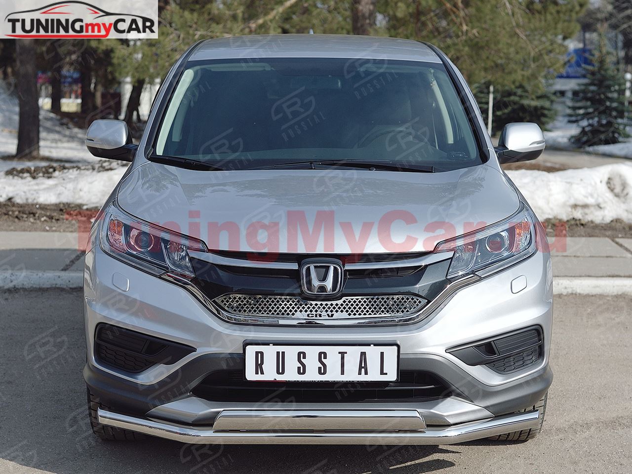 Защита переднего бампера D63 секции-75х42 дуга для Honda CR-V 2015