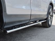 Пороги труба 75х42 овал с проступью для Honda CR-V 2015