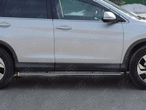 Пороги труба 75х42 овал с проступью для Honda CR-V 2015