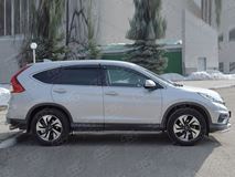 Пороги труба 75х42 овал с проступью для Honda CR-V 2015