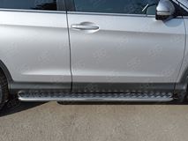 Пороги труба D42 С листом (Лист алюм, проф. нерж)(Вариант1) для Honda CR-V 2015