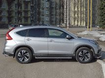 Пороги труба D42 С листом (Лист алюм, проф. нерж)(Вариант1) для Honda CR-V 2015