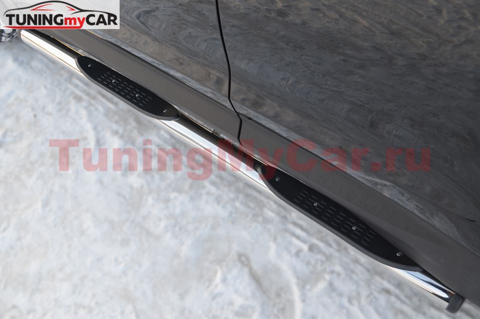 Пороги труба D76 с накладками (вариант 1) для Honda CR-V дв. 2.0 2006-2009