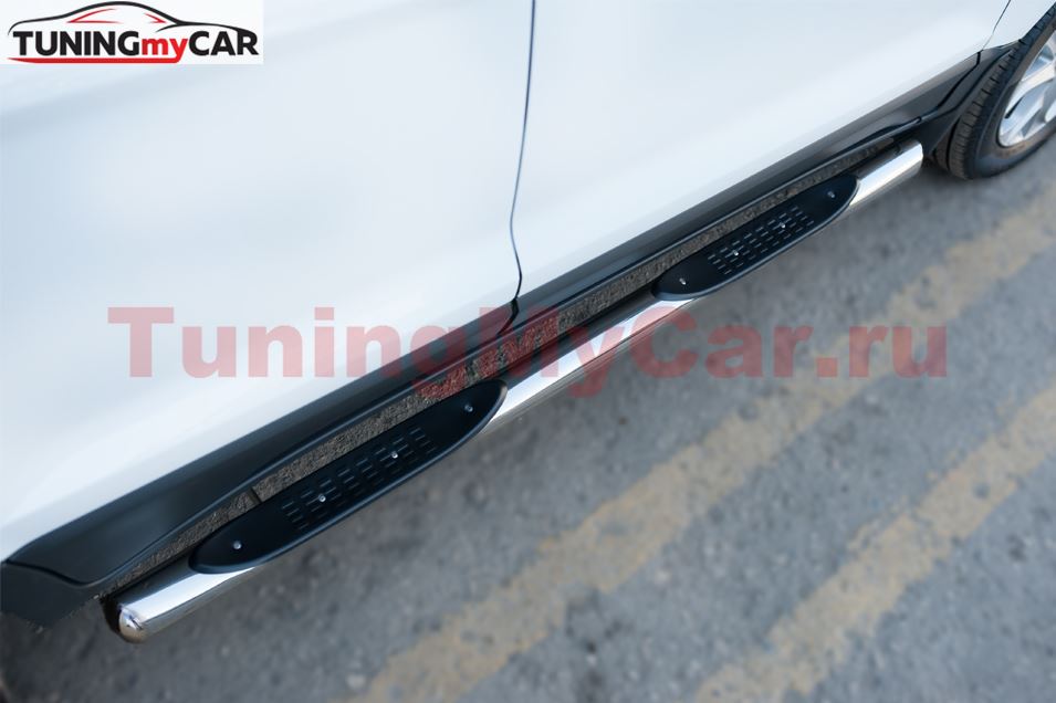 Пороги труба D76 с накладкой (вариант 3) для Ford Ecosport 2014-