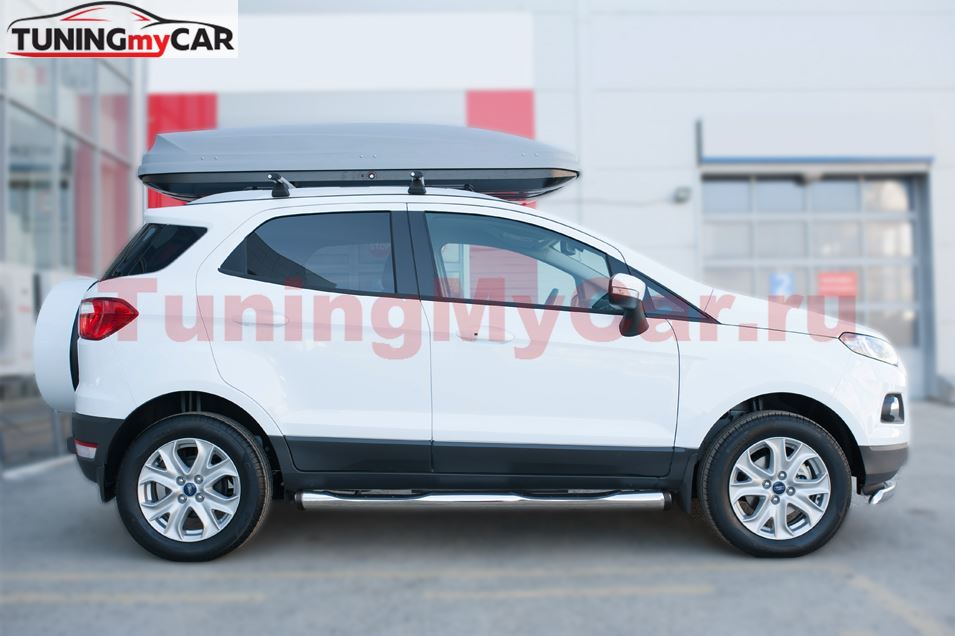 Пороги труба D76 с накладкой (вариант 2) для Ford Ecosport 2014-