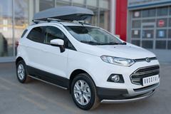 Пороги труба 75х42 овал с проступью для Ford Ecosport 2014-